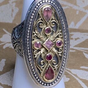 SALE Konstantino Elegant 18k Gold and Sterling Silver Ring with Pink Tourmaline